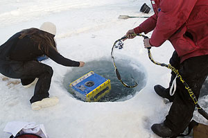 Students deploying the rover